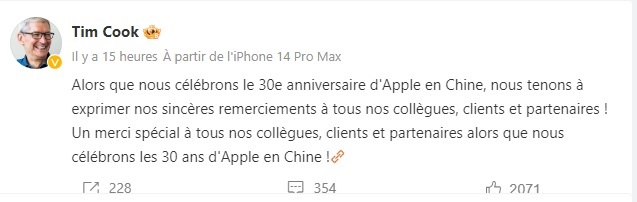 Tim Cook Apple 30 ans